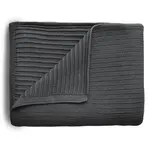 Mushie pletená detská deka z organickej bavlny, pásiková - dark gray