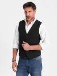Ombre Elegant men's SLIM FIT herringbone vest - black