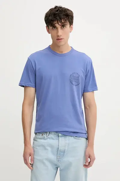 Bavlněné tričko Tommy Jeans pánské, modrá barva, DM0DM21987