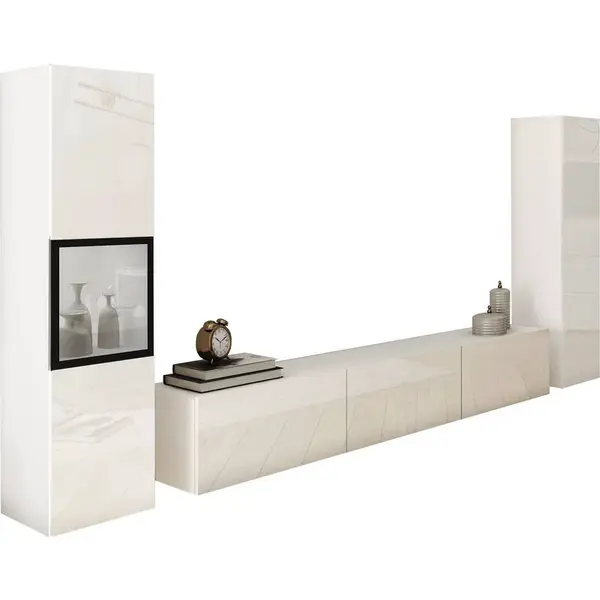 MID.YOU OBÝVACÍ STĚNA, bílá, vysoce lesklá bílá