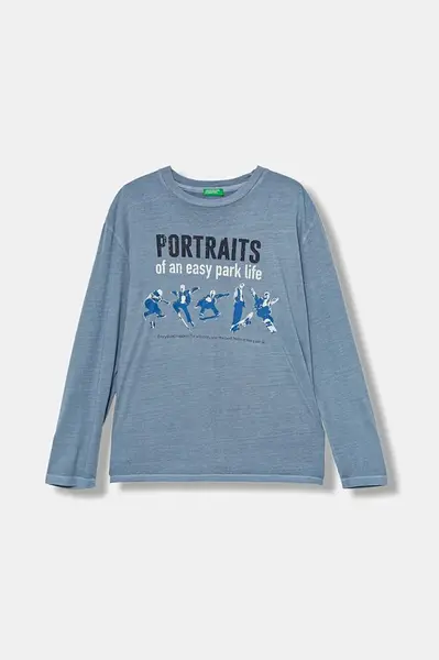 Dětské bavlněné tričko s dlouhým rukávem United Colors of Benetton