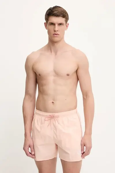 Plavkové šortky Calvin Klein oranžová barva, KM0KM01102