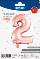 Číslo 2 nafukovací růžovozlaté / stříbrné 40cm