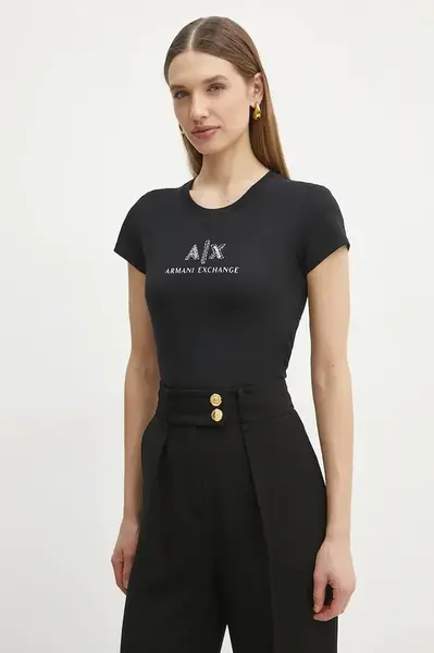 Bavlněné tričko Armani Exchange černá barva, XW000386 AF10354