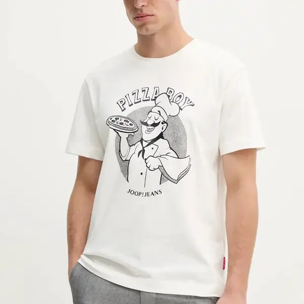 Bavlněné tričko Joop! bílá barva, s potiskem, 30045716