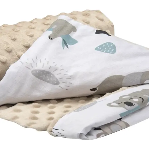 Medi Partners Blanket 75x100 cotton + minky – Zoo + beige Minky