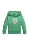 Mikina Polo Ralph Lauren zelená barva, s kapucí, s potiskem, 322971334001