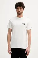 Bavlněné tričko Tommy Jeans pánské, bílá barva, s potiskem, DM0DM21539
