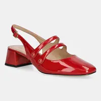 Kožené lodičky Coach Winley Slingback Mary Jane červená barva, na podpatku, s odkrytou patou, CAS42