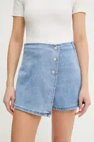 Džínová kalhotová sukně Answear.LAB modrá barva, hladká, high waist