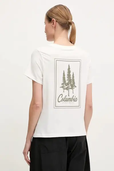 Bavlněné tričko Columbia Rolling Bend bílá barva, 2120021