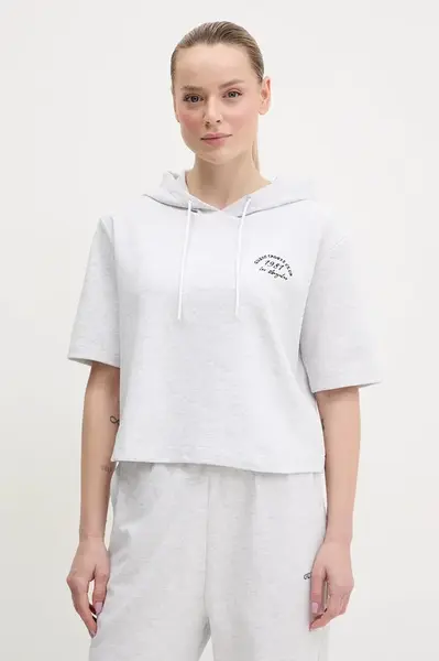 Mikina Guess NIGELLA dámská, šedá barva, s kapucí, melanžová, V5GQ05 KCS01