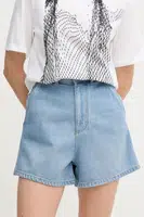 Džínové šortky Emporio Armani dámské, modrá barva, high waist, EW001498 AF12675