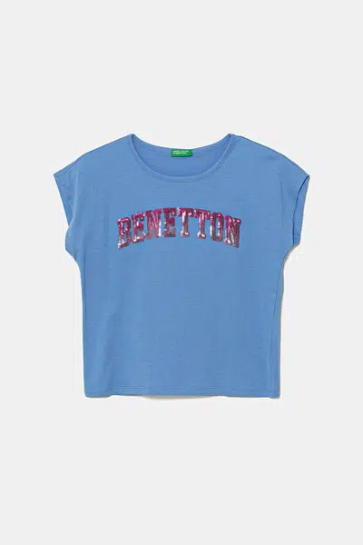 Dětské bavlněné tričko United Colors of Benetton modrá barva, 3I1XC10P1