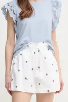 Bavlněné šortky Pepe Jeans EDNA dámské, bílá barva, s aplikací, high waist, PL801159