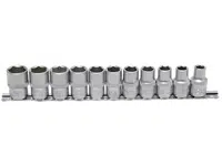 BGS Technic BGS 9106 Hlavice nástrčné 1/2" 10 ÷ 21 mm. Sada 11 ks na kolejnici