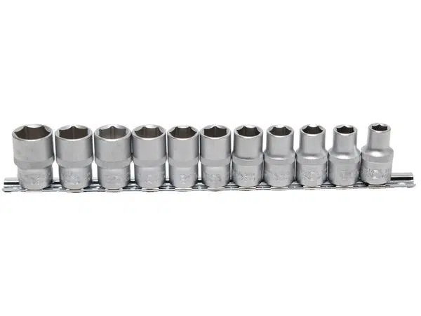 BGS Technic BGS 9106 Hlavice nástrčné 1/2" 10 ÷ 21 mm. Sada 11 ks na kolejnici