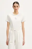 Bavlněné tričko New Era dámské, šedá barva, 60596478