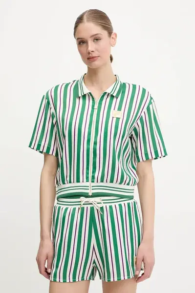 Košile Fila Lassance dámská, zelená barva, regular, s klasickým límcem, FAW0996