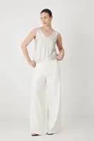 Kalhoty s příměsí lnu Medicine dámské, béžová barva, široké, medium waist