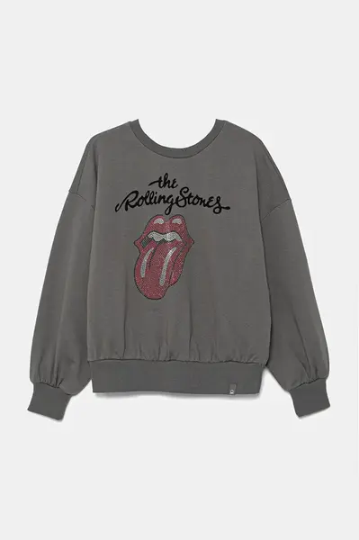 Dětská bavlněná mikina United Colors of Benetton šedá barva, s aplikací, 3UNIC10NT