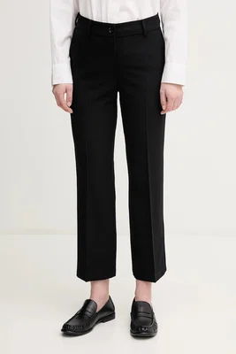 Kalhoty Sisley dámské, černá barva, high waist, 4KVXLE02X