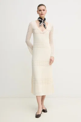 Šaty Pepe Jeans PAULINA béžová barva, midi, PL953712