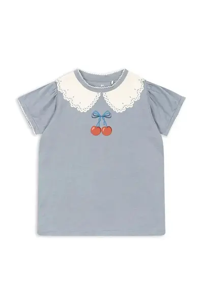 Dětské bavlněné tričko Konges Sløjd FAMO PUFF TEE GOTS modrá barva, KS102603