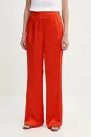 Kalhoty Sisley dámské, oranžová barva, široké, high waist, 4KANLF06M