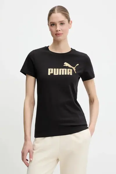Bavlněné tričko Puma dámské, černá barva, 631536