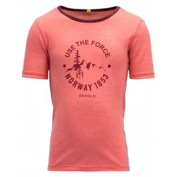 Devold FORCE KID TEE Dětské triko s krátkým rukávem, lososová, velikost 6Y