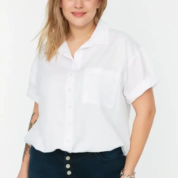 Trendyol Curve White Pocket Detailed Shirt