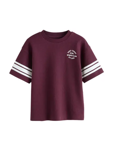 Next Tričko 'Varsity'  vínovo červená / biela