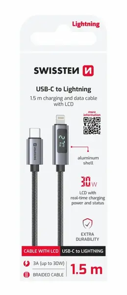 Swissten LCD kabel USB-C / lightning 1,5m