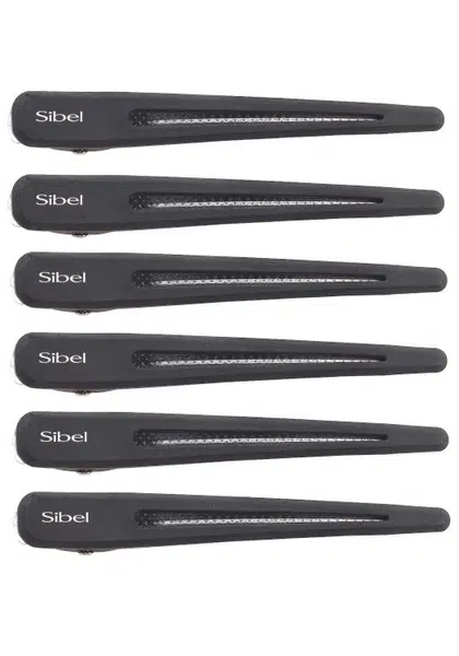 Karbonové klipsy do vlasů Sibel Carbon Line - 12 cm, černé - 6 ks (9376001) + dárek zdarma