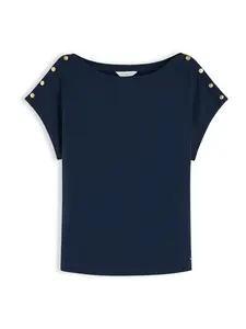 TOMMY HILFIGER Tričko 'Gold-tone Button'  tmavomodrá