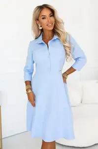 Modrá košilová šaty Sandy s páskem