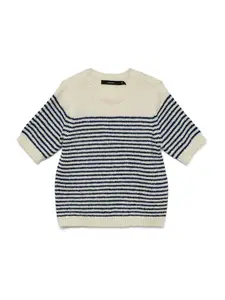 VERO MODA Sveter 'VMRiver'  námornícka modrá / šedobiela