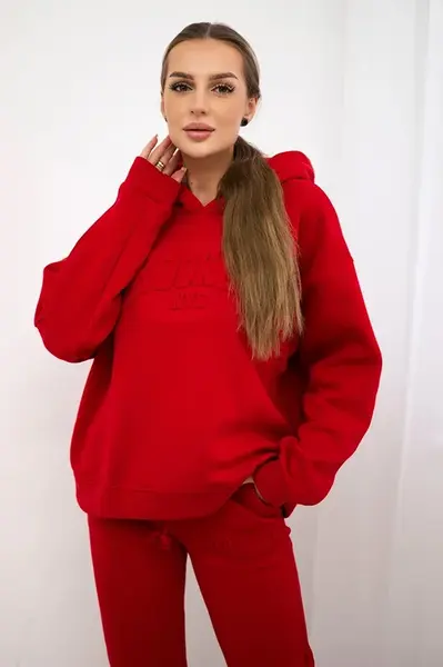 Insulated cotton set, sweatshirt + trousers Brooklyn red