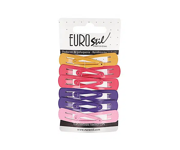 Sponky do vlasů pukačky Eurostil Professional - 5 cm, barevné - 12 ks (07455)