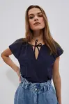 Bavlněná košilová halenka - tmavě modrá