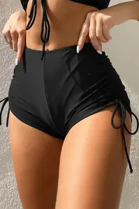 69986 Dewberry Bikini Bottom with Ruched Details-BLACK