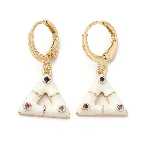 Triangle Real 18K Gold Plated Brass Dangle Leverback Earrings
