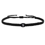 Adjustable Handmade Woven Waxed Cord Braided Bracelets with Acrylic Letter Beads