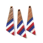 Independence Day Opaque Striped Resin & Walnut Wood Pendants