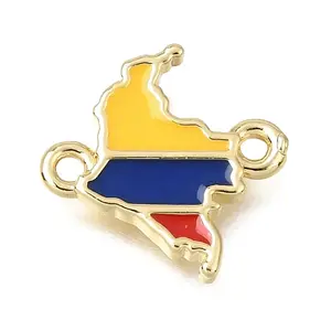 Brass Enamel Map Links Connector Charms