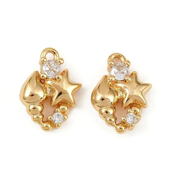 Ocean Theme Brass Micro Pave Cubic Zirconia Charms