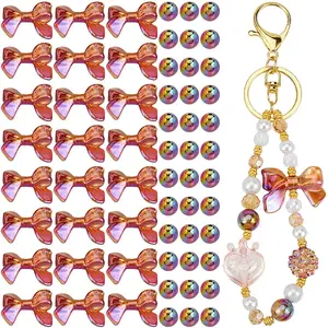 100Pcs UV Plating Rainbow Iridescent Acrylic Beads