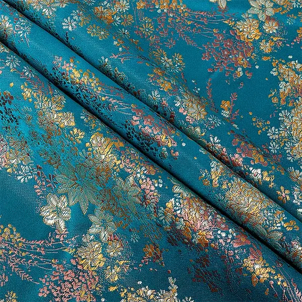 Chinese-style Flower Pattern Polyester Fabric for Clothing & Home Decor