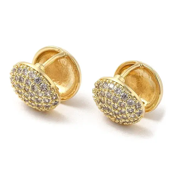 Clear Cubic Zirconia Flat Round Hoop Earrings
